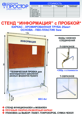  стенд “ИНФОРМАЦИЯ” с пробкой